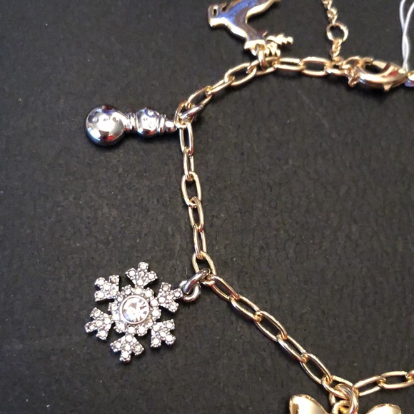 Alex + Ani Shiny Gold Tone Holiday Cheer Multi Charm Bracelet 7 Charms NWT - Picture 5 of 12
